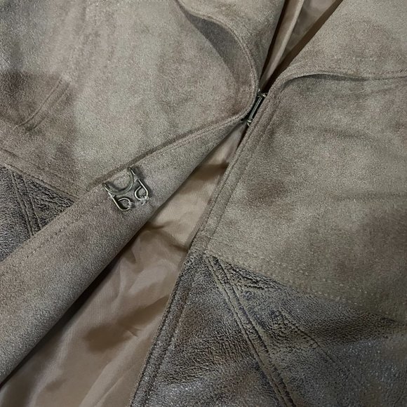 NWT Vintage Tribal Faux Suede and Leather Fully Lined Coat in Butterscotch, Sz 8 - Picture 5 of 14